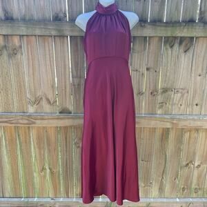 Just… Taylor Burgundy Red halter bridesmaids/ holiday maxi dress